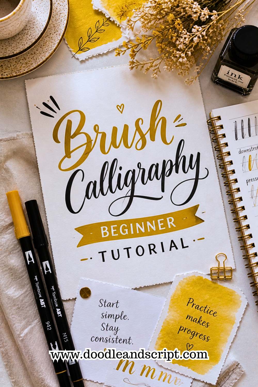 Pinterest Script Calligraphy Brush Calligraphy Beginner Tutorial - Doodle and Script