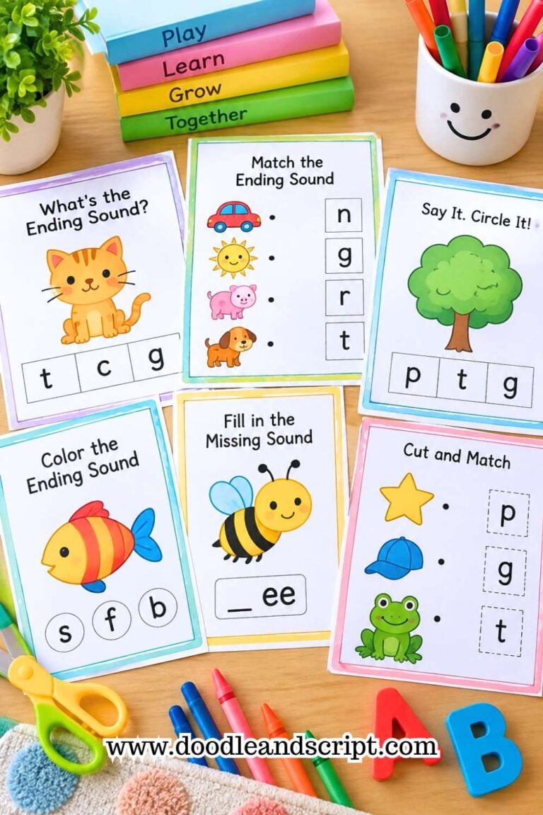 20 Fun Ending Sounds Worksheets for Preschoolers