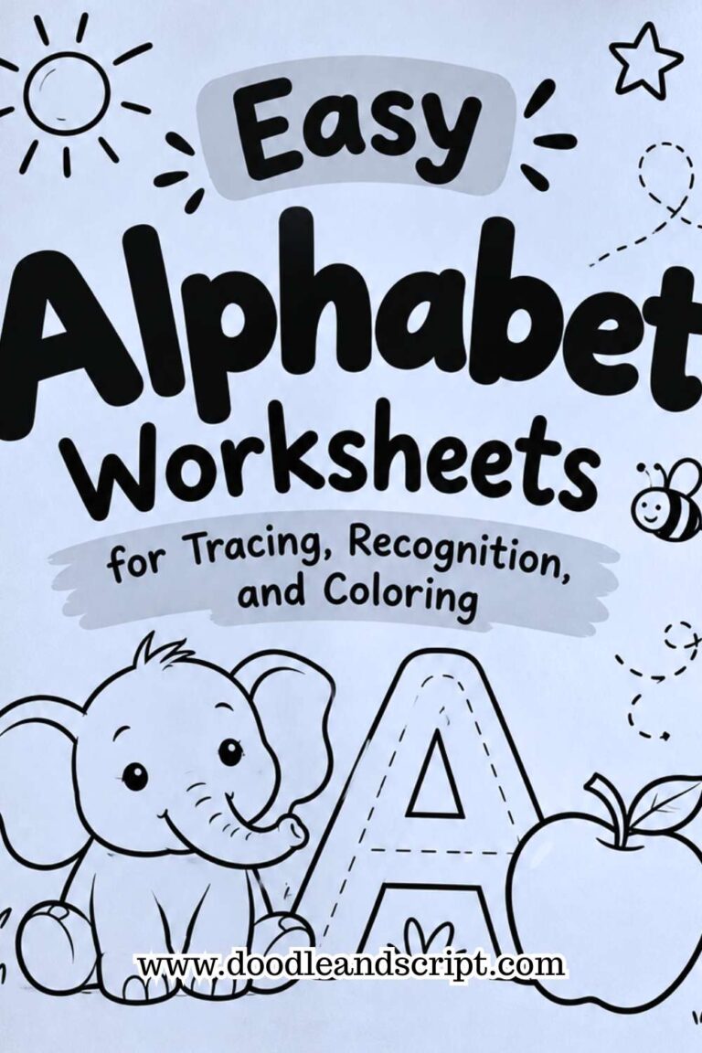 Easy Alphabet Worksheets for Tracing, Recognition, and Coloring